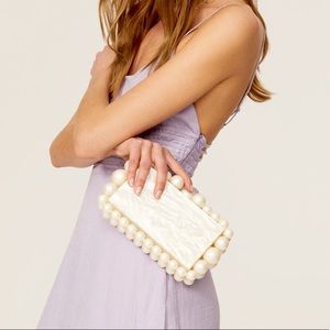 Cult Gaia Eos Inspired Clutch, Pearly Marble Look, Beaded Acrylic Box Clutch ✨